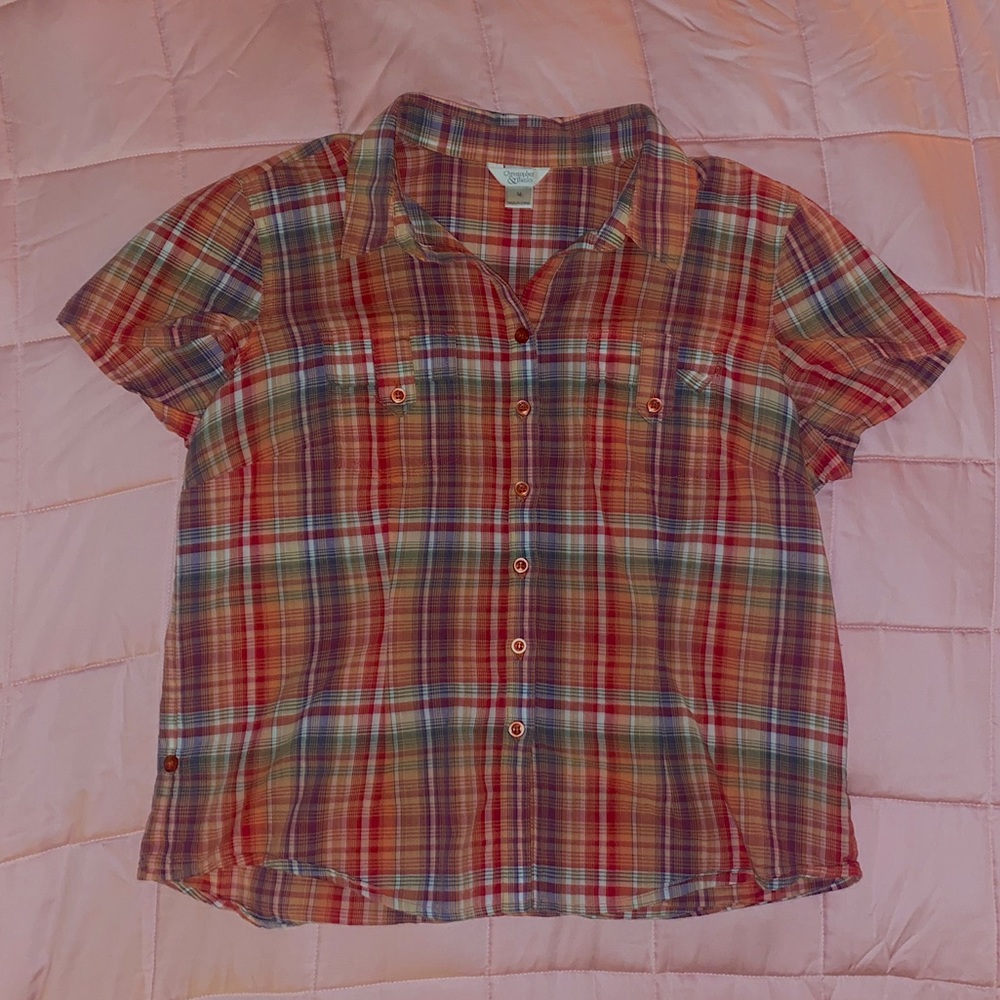 Christopher Banks plaid button-up shirt (red, yellow, green, blue) size medium